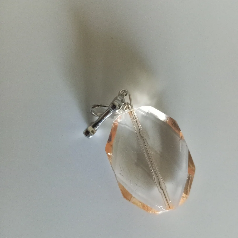 New Silver plated Crystal Dog Collar Charm dog bone hand crafted peach